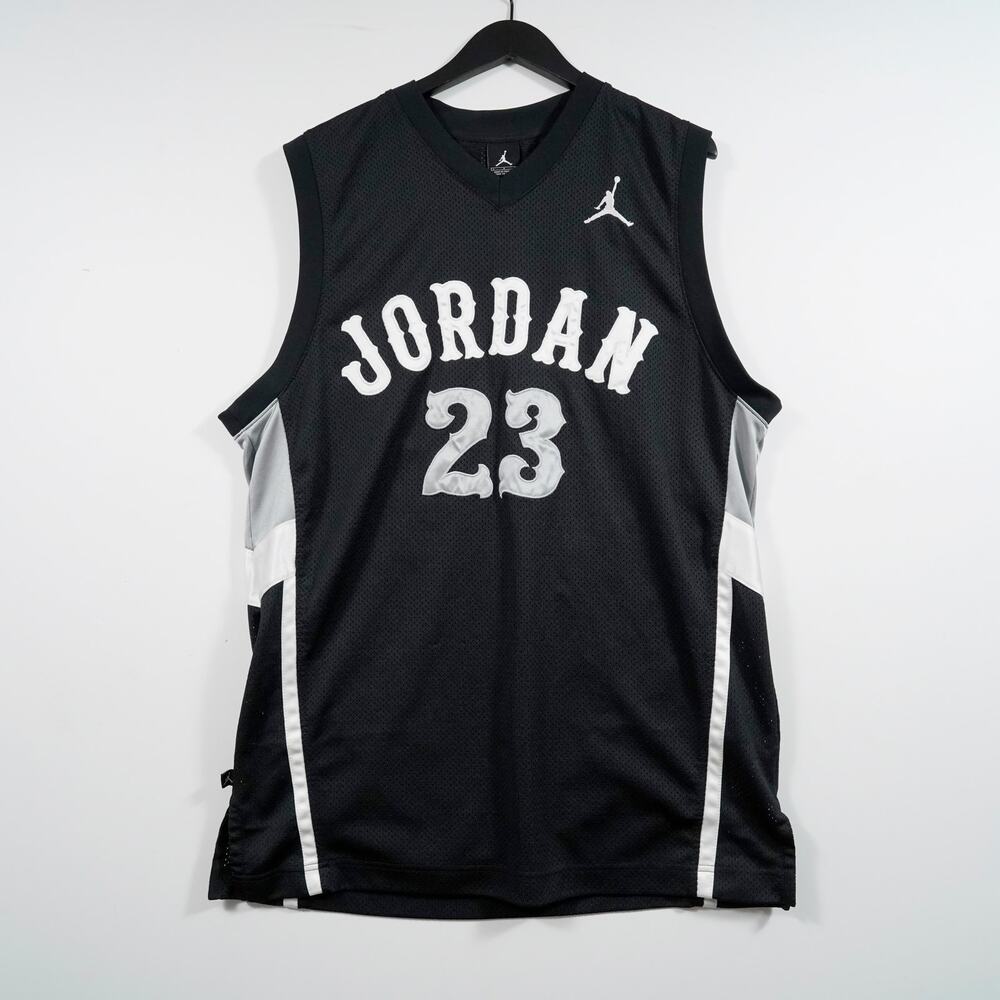Jordan Jumpman Air Mesh Basketball Jersey Black White Gray Men’s Size L